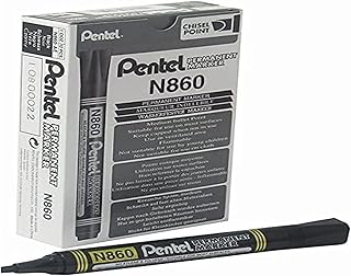 Marqueur biseauté permanent pentel n860 - noir (paquet de 12)