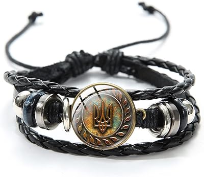 Bracelet en cuir trident ukrainien tryzub pour hommes et femmes, symbole du drapeau