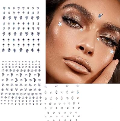 Autocollants en strass, bijoux pour le visage, bâton de pierres précieuses, yeux, visage