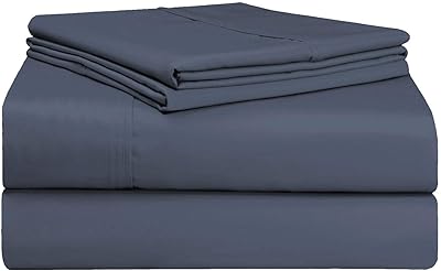 Parure de lit bizona en coton 400 fils bleu foncé pour lit king