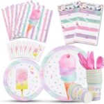 Ensemble de fournitures de fête à la crème glacée - vaisselle jetable