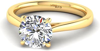 Bague de fiançailles en diamant rond de 1,55 carat pour femme, bijoux fins