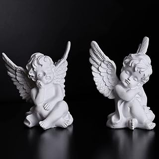 Lot de 2 figurines d'ange chirp en résine buste de sculptures de gazouillis