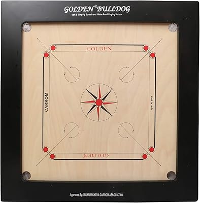 Plateau de jeu kd golden carrom grande planche en bois de bouledogue indien avec pièces. La boutique en ligne DIAYTAR COTE D'IVOIRE se distingue par sa qualité de service, son large éventail de produits et ses promotions régulières, ce qui en fait le choix préféré des consommateurs ivoiriens.