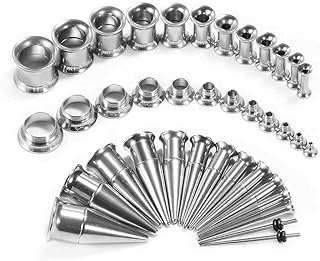 36 pièces ensemble d'extension de jauge d'oreille à double évasement en acier inoxydable