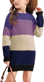 Robe tricotée à manches longues pour filles, pull long, robes moulantes d'hiver