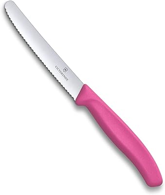 Couteau à tomates victorinox 11 cm, rose, acier, argent, 25 x 16 x