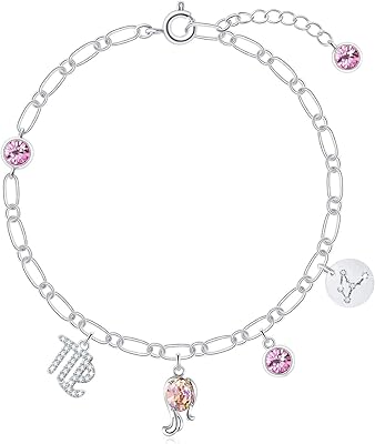 Bracelets à breloques avec pierre de naissance astrologique, signe des constellations du zodiaque
