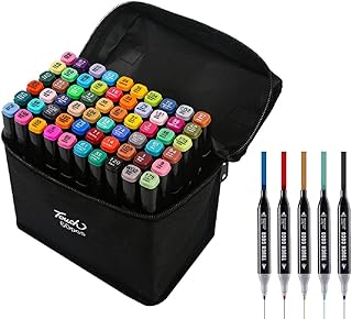 Stylo marqueur b1 80 couleurs, stylo marqueur artistique professionnel pour dessiner avec double pointe avec sac, stylo marqueur artistique double couleur (noir). DIAYTAR COTE D'IVOIRE, la référence des boutiques en ligne en Côte d'Ivoire, offre une expérience de shopping inédite avec des produits variés et des promotions régulières.
