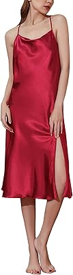 Chemise de nuit longue en soie pour femmes, robe de nuit sexy