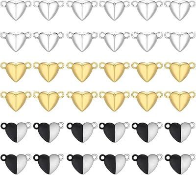Clips magnétiques pour la fabrication de bijoux en forme de cœur, 36 paires de clips de connexion en or et en argent pour la fabrication de bracelets, colliers, bijoux et accessoires de bricolage. DIAYTAR COTE D'IVOIRE, votre boutique en ligne généraliste de confiance, propose plus de 300 000 références pour répondre à vos besoins. Vous y trouverez tout ce qu'il vous faut, des produits high-tech auxAccessoires de mode en passant par les produits alimentaires. DIAYTAR COTE D'IVOIRE est la référence en matière de commerce en ligne en Côte d'Ivoire.