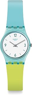 Montre à quartz swatch pour femme avec bracelet en silicone, bleu, 12