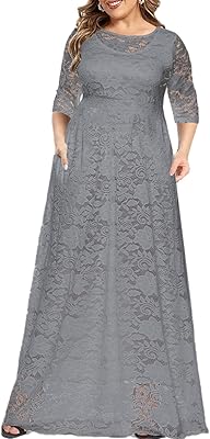 Robe de mariée grande taille en dentelle florale pour femmes, manches 3/4, demoiselle