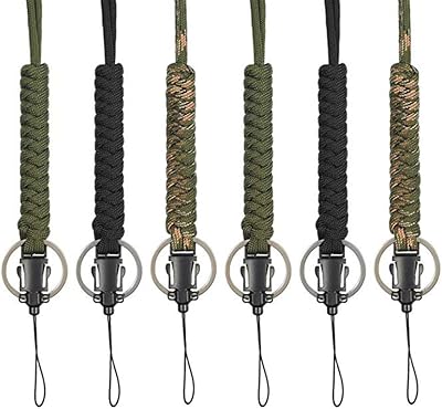 Dfbtyg 6 pièces paracord lanière porte-clés utilitaire collier corde cordon dragonne parachute téléphone