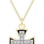 Collier pendentif croix de diamant en or massif 14 carats petit pour hommes