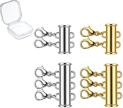 Castowave lot de 4 fermoirs coulissants en 2 tailles pour colliers superposés –