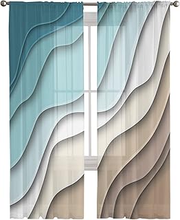 52" x 63" rideaux transparents au design géométrique moderne, 2 pièces de rideau