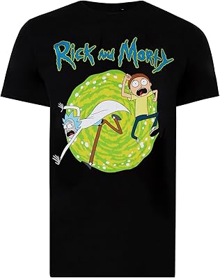 T-shirt cotton soul rick et morty portal pour hommes, noir