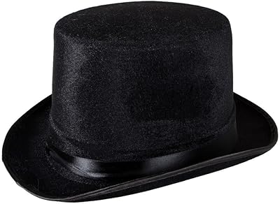 Chapeau haut de forme henbrandt en velours noir (adulte), noir, taille unique
