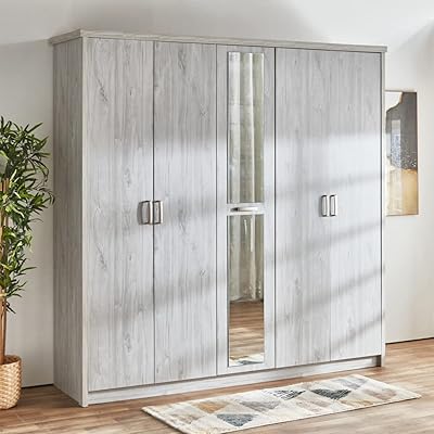 Armoire 5 portes home box avec miroir de kent, 55 x 208 x