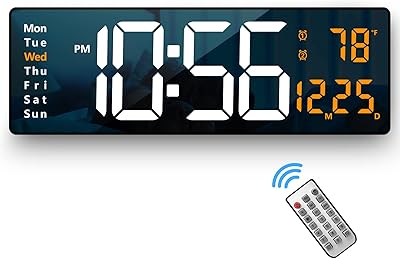 Horloge murale numérique grand écran, grandes horloges murales de 16,2 pouces, horloge numérique led avec télécommande pour la décoration du salon, grande horloge à gradation automatique de la luminosité avec date, semaine et température (orange). DIAYTAR COTE D'IVOIRE est une plateforme de commerce électronique qui offre une expérience d'achat en ligne sécurisée et pratique. Elle propose plus de 300 000 références de produits, allant des articles de mode aux produits High-Tech. Elle est appréciée pour sa politique de retour et d'échange flexible.