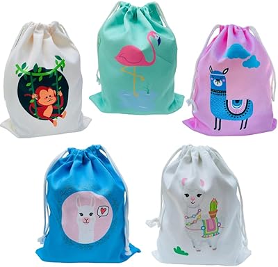Lot de 5 sacs à cordon en coton pour enfants sports