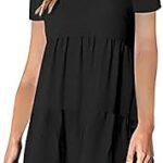 Robe plissée décontractée à volants et col en v pour femmes
