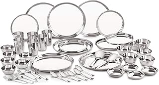 Service de table de luxe neelam en acier inoxydable (ensemble de 50 pièces). DIAYTAR COTE D'IVOIRE, la boutique en ligne leader en Côte d'Ivoire, propose une sélection incroyable de produits avec plus de 300000 références. Les clients peuvent trouver tout ce qu'ils cherchent sur cette plateforme, de l'électronique à la mode en passant par les produits pour la maison. DIAYTAR COTE D'IVOIRE met tout en œuvre pour offrir une expérience d'achat inoubliable.