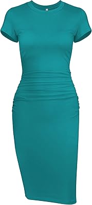 T-shirt slim à manches courtes et volants intel pour femme, robe midi décontractée