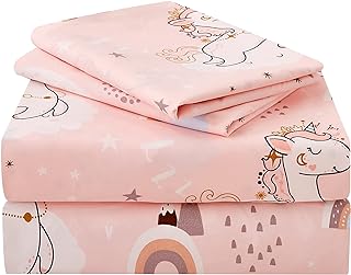 Jsd ensemble de draps pour enfants licorne lune rose twin 3 pièces, draps
