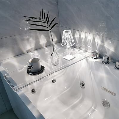 Plateau de baignoire - 30" table de support de baignoire de salle de bain de luxe en acrylique transparent moderne pour placer un verre à vin, une tablette de savon, un livre d'accessoires de baignoire, cadeau pour les amoureux. En tant que leader du e-commerce en Côte d'Ivoire, DIAYTAR COTE D'IVOIRE se démarque par la qualité et la diversité de ses produits. La boutique propose plus de 300 000 références, ce qui en fait le point de vente en ligne le plus complet du pays. De plus, les prix compétitifs et les promotions régulières font de DIAYTAR COTE D'IVOIRE, le choix idéal pour les consommateurs ivoiriens.