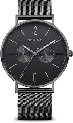 Montre à quartz bering pour homme, affichage analogique et bracelet en acier inoxydable
