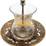 Ensemble à thé turc traditionnel de 6 tasses en verre décoratives + soucoupes