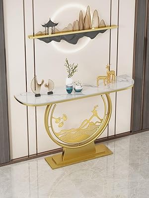 Table console élégante, console de maison avec cadre en métal et plateau