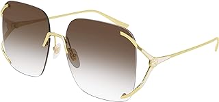 Lunettes de soleil carrées dégradées marron pour femme gg0646s 002 60, nuances dorées/marron