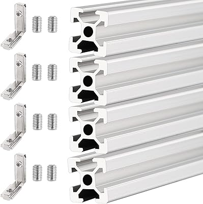 Kit de tiges d'extrusion en aluminium, 4 tiges linéaires anodisées standard européennes, support