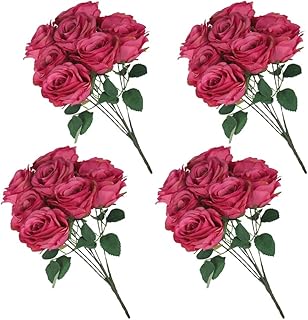 Yatai lot de 4 fleurs artificielles en soie pour décoration – rose artificielle