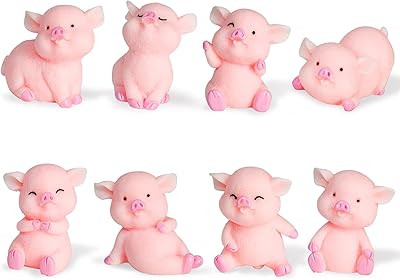 8 pièces figurines de cochon miniatures, décorations de cupcakes de cochon, mini jouet