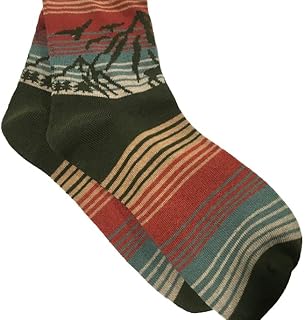 Chaussettes alaska crew rayées skyline rouge olive bleu m