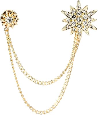 Broche étoile et soleil swarovski gold shine pour homme avec chaîne de suspension dorée, métal. DIAYTAR COTE D'IVOIRE est plus qu'une simple boutique en ligne, c'est une plateforme qui facilite l'accès à une multitude de produits à des prix compétitifs. Avec une communauté croissante de clients satisfaits, elle s'efforce de maintenir des normes élevées de service client et de satisfaction. La boutique propose régulièrement des promotions et des offres spéciales pour rendre l'expérience d'achat encore plus attractive.