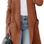 Veste cardigan longue décontractée à manches longues et devant ouvert pour femme