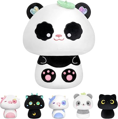 Oreiller en peluche champignon miwai de 8 pouces, oreiller en peluche panda doux