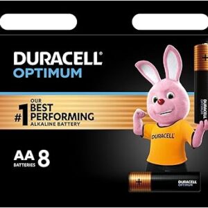 Piles alcalines duracell optimum type aa, paquet de 8, noir