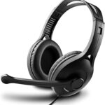 Casque usb eddyfire pour ordinateur pour jouer et travailler avec microphone antibruit, noir