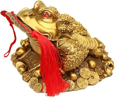 Statue de grenouille de richesse à trois pattes en laiton feng shui