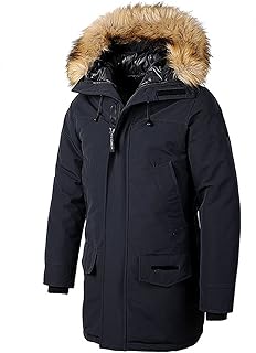 Yokima doudounes, hommes hiver casual classique long col de fourrure épais veste manteau