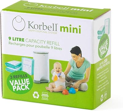 Mini paniers à couches jetables corbel 9 litres, paquet de 3
