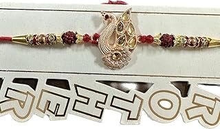 Élégant design traditionnel de tortue rakhi pour frère bien-aimé avec potli de roli