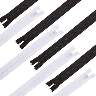 Penicrete 100pcs 9" (24cm) fermeture éclair invisible en nylon noir et blanc, outil