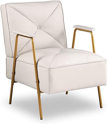 Chaises beiges olio fauteuil capitonné à boutons chaise rembourrée en cuir pu